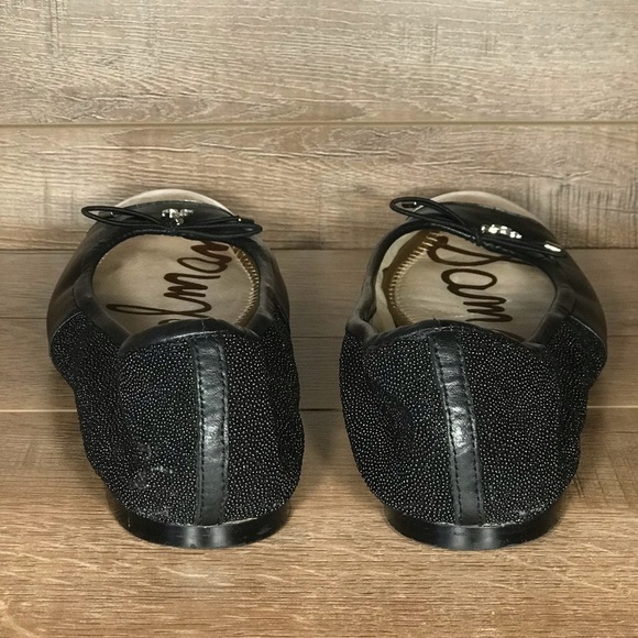 Sam Edelman Black Ballet Flats Womens 7.5 M Chrome Cap Toe Slip‎ On Casual - Picture 9 of 14